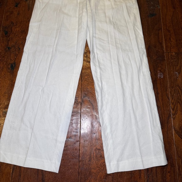J. Crew White Linen Blend Pants High Rise Wide Leg Size 4 - Picture 2 of 9